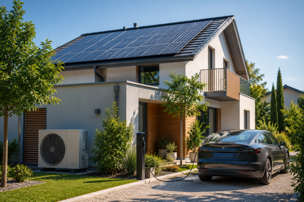pompe a chaleur - panneaux photovoltaiques - recharge vehicule- jacquin freres